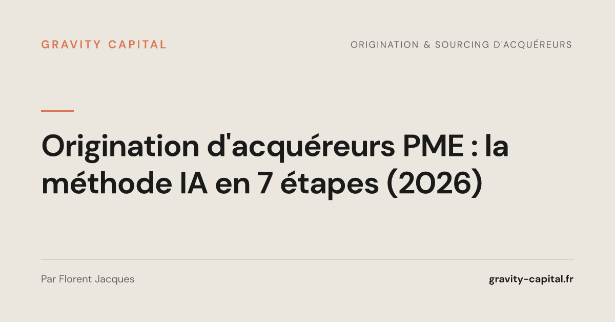 Origination d'acquéreurs PME : la méthode IA en 7 étapes (2026)