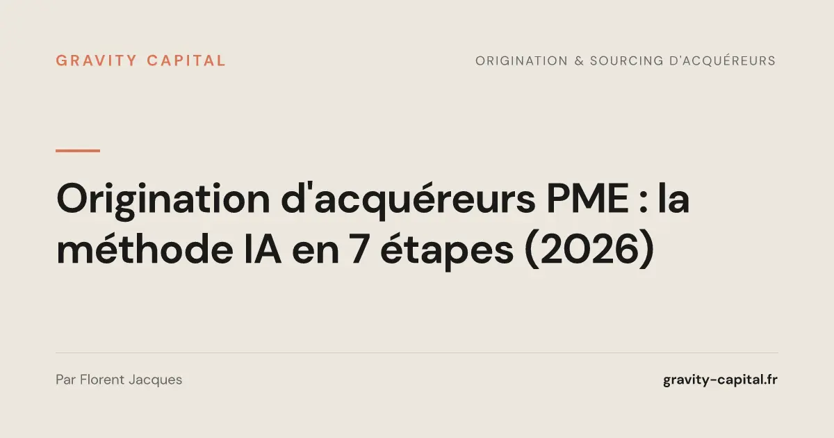 Origination d'acquéreurs PME : la méthode IA en 7 étapes (2026)